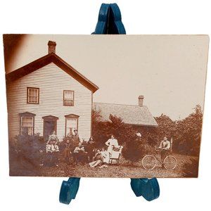 Antique Family Photograph Bicycle Rocking Chair Dog House Cabinet Card Picture P